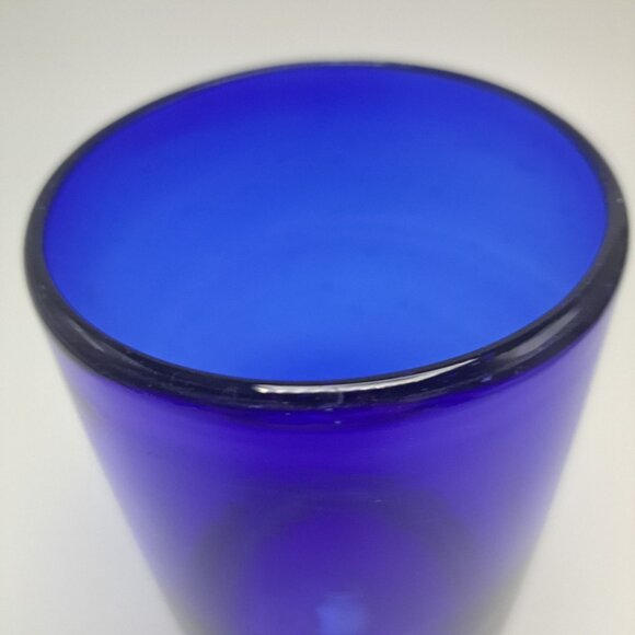 Hand Blown Mexican Cobalt Blue Tumblers Drinking Glasses - Picture 2 of 11